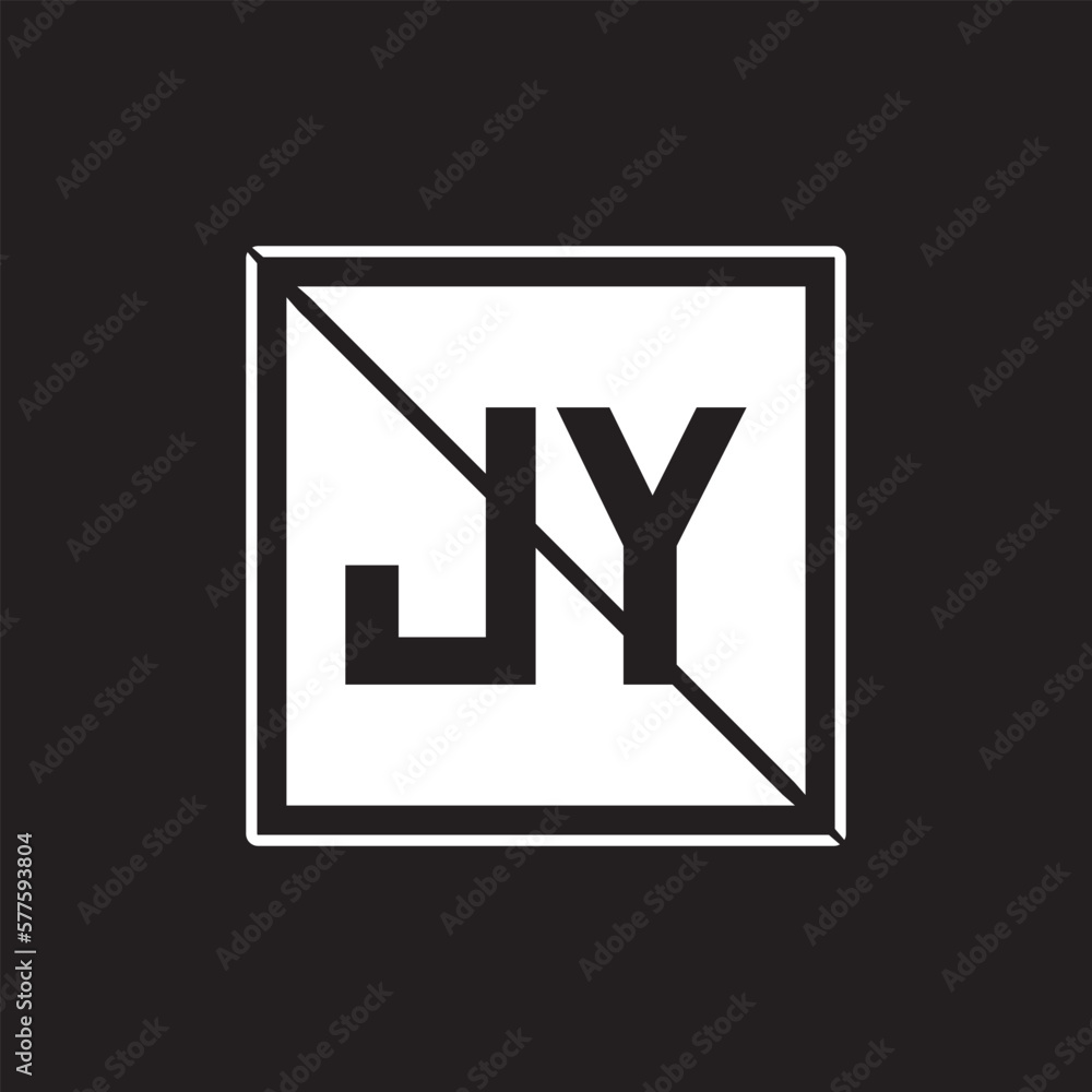 JY Square Letter Logo Design Vector with Black and White Colors. JY Square Letter Logo Design Vector with Black and White Colors.