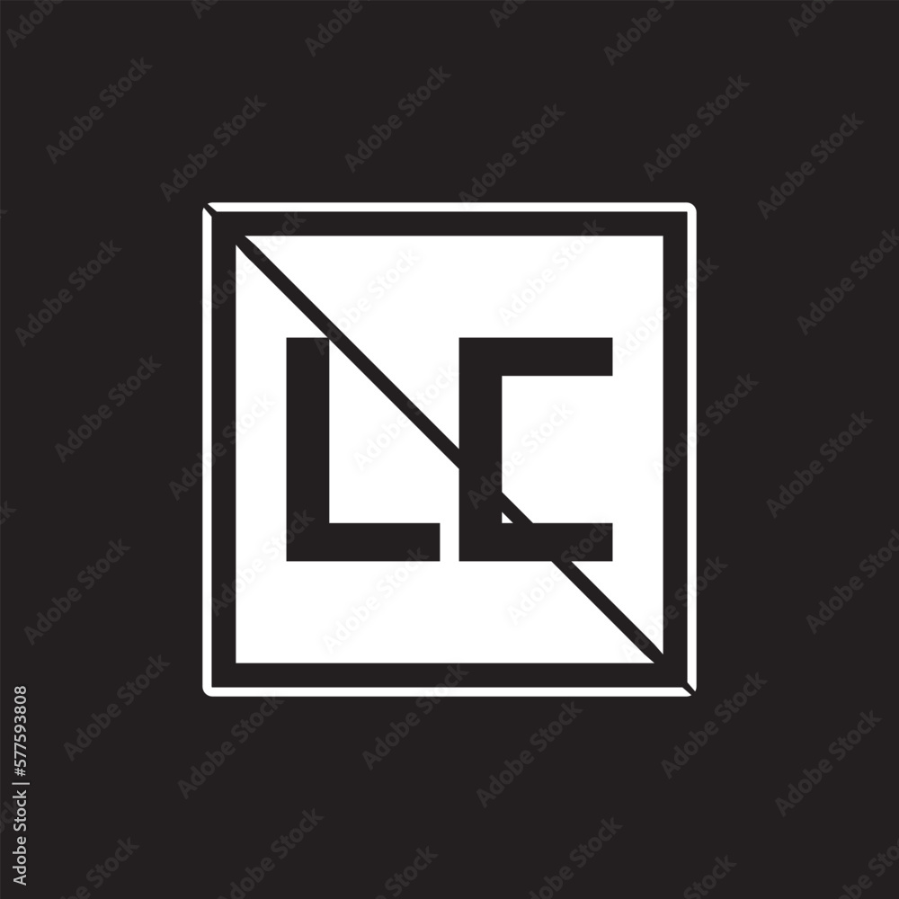 LC Square Letter Logo Design Vector with Black and White Colors. LC Square Letter Logo Design Vector with Black and White Colors.
