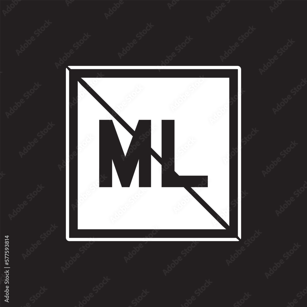 ML Square Letter Logo Design Vector with Black and White Colors. ML Square Letter Logo Design Vector with Black and White Colors.