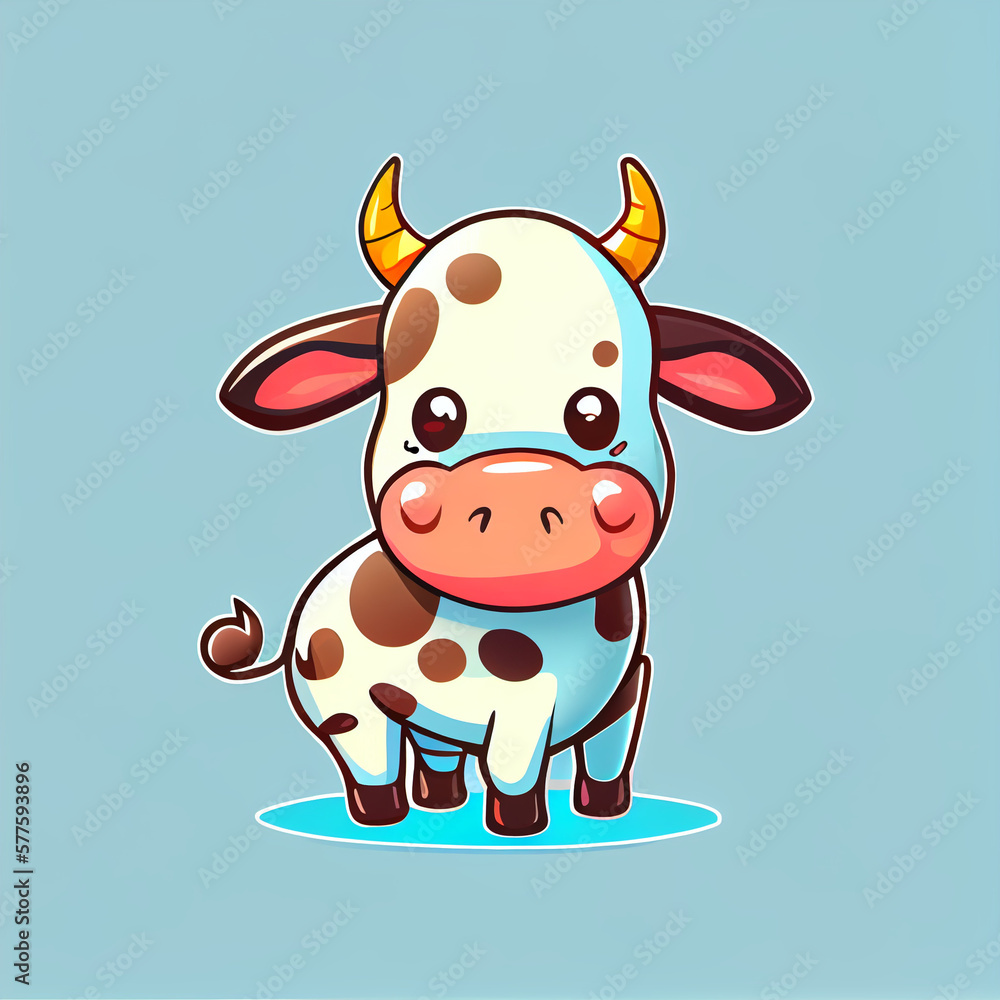 Cow Cute Creative Mascot Logo, created with Generative AI technology Cow Cute Creative Mascot Logo, created with Generative AI technology