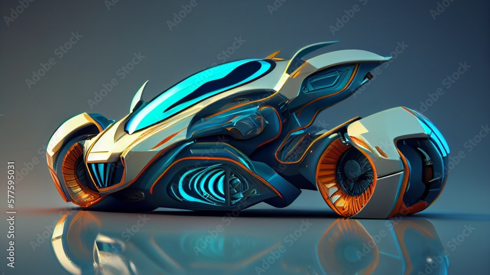 Fototapeta premium 3d render of a future car made with generative ai