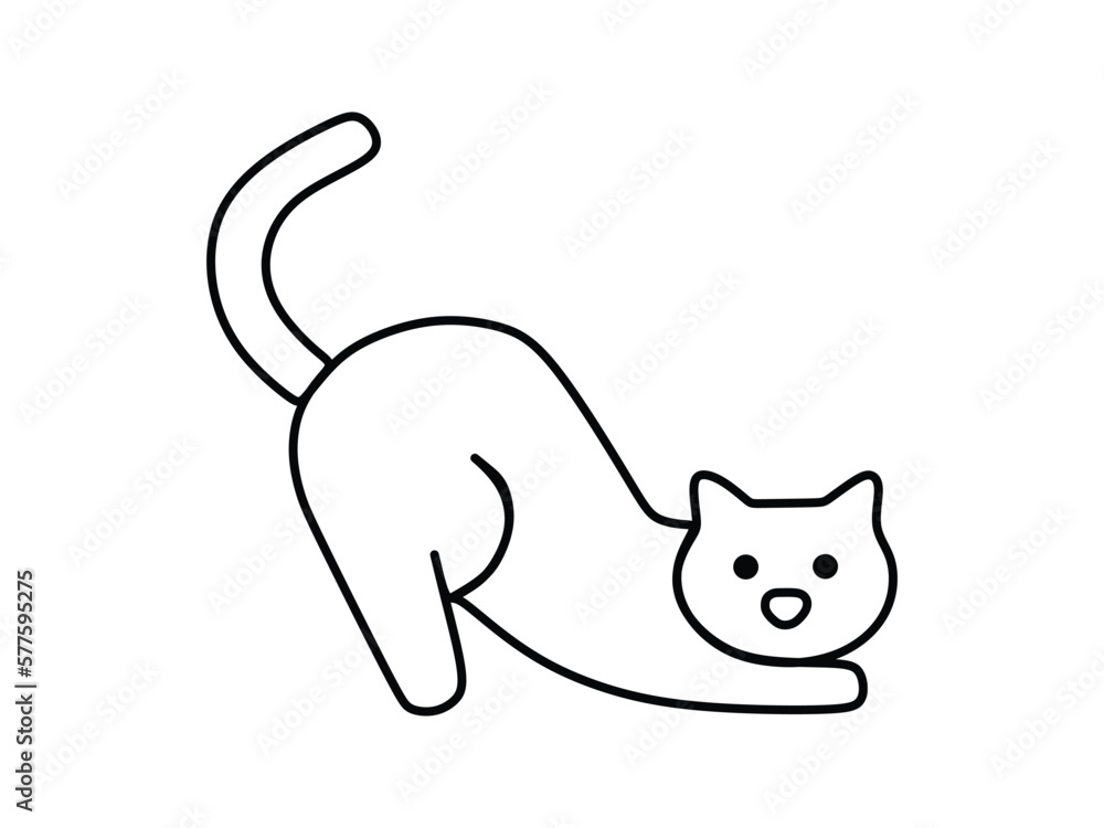 Naklejka premium cat doing body stretching after sleeping
