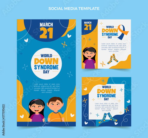 Down syndrome international day social media template, editable vector illustration