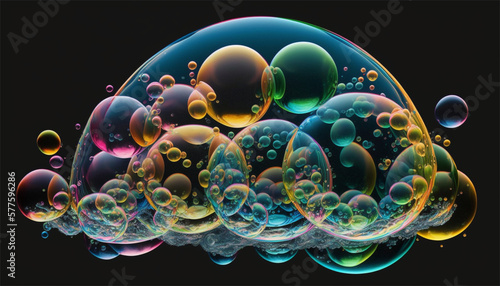 Abstract neon bubble background pattern Generative Ai