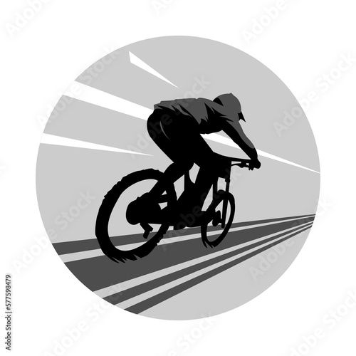bmx biker back view monochrome. extreme sport concept, downhill, rider, racer. vector illustration. The design is suitable for T-shirt, sticker, print, poster, gift, etc.