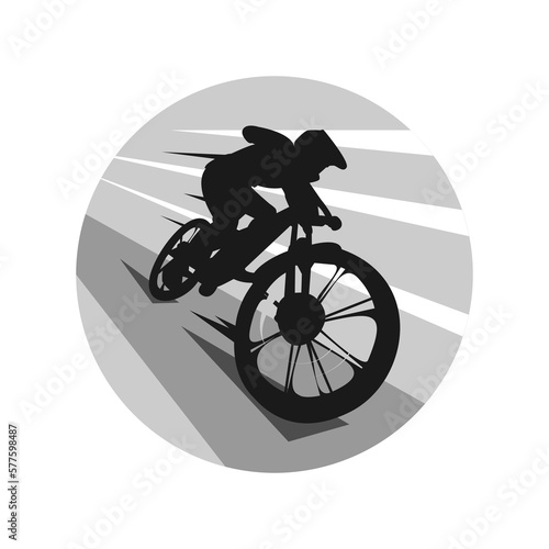 bmx biker front view monochrome. extreme sport concept, downhill, rider, racer. vector illustration. The design is suitable for T-shirt, sticker, print, poster, gift, etc.