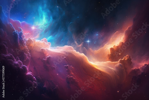 Colorful galaxy, space, milky way, full of cosmic gases © noeh