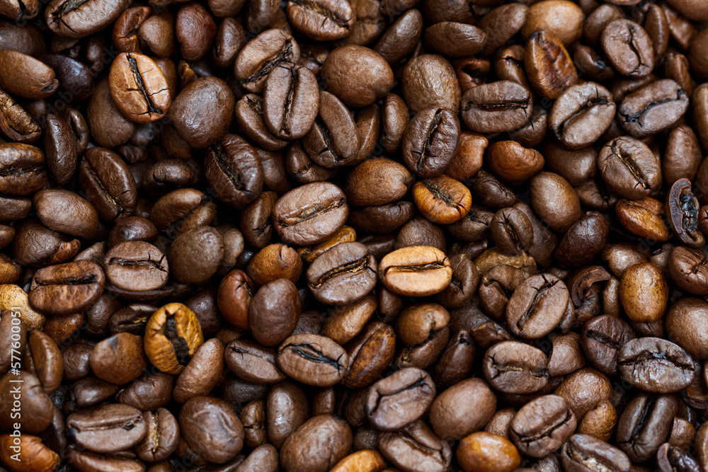 Roasted coffee beans background. Close up Roasted coffee beans background. Close up