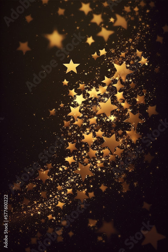 golden stars on black dark background