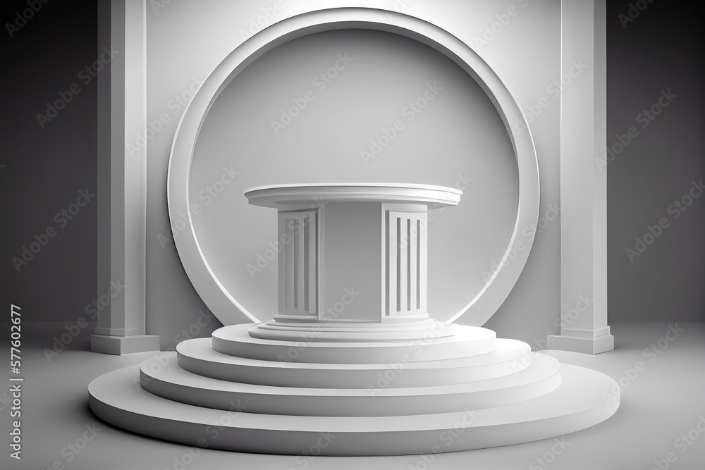White product podium stand studio. Generative AI