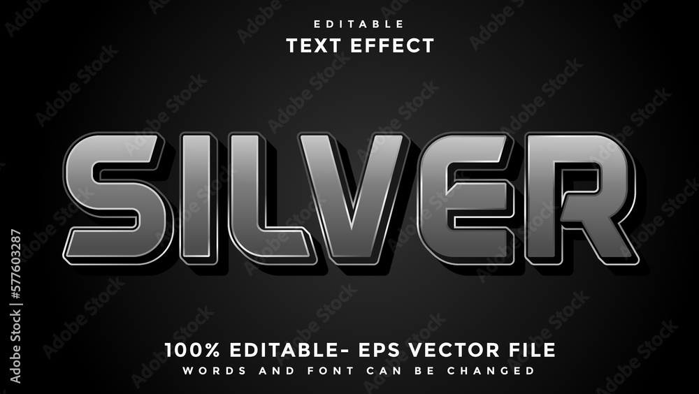 Minimal Word Silver Editable Text Effect Design, Effect Saved In Graphic Style