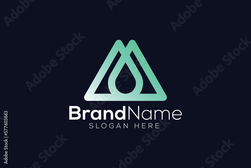 Minimalist letter m water drop logo design template