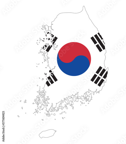 South Korea map with flag inside