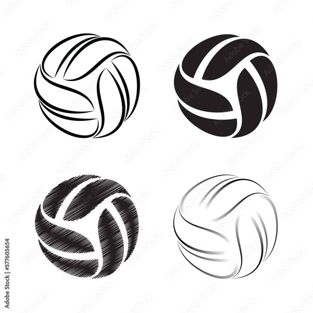 Fototapeta premium Volleyball black linear symbols
