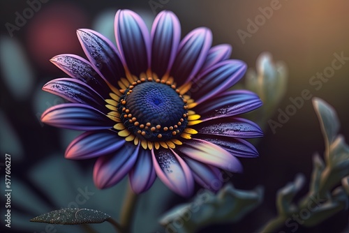 Beautiful African daisy bloom in close-up against a hazy background. Generative AI