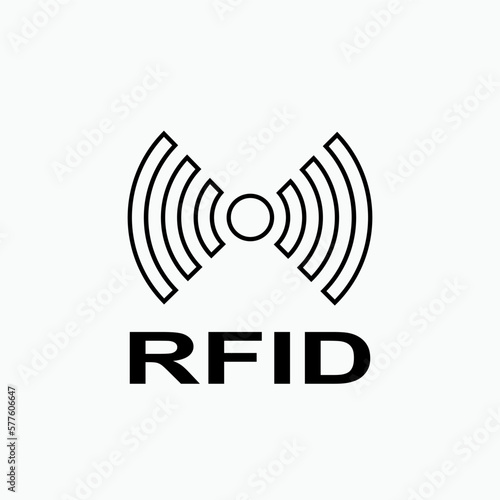 RFID or Radio Frequency Identification Vector Icon for Apps and Websites.  