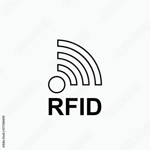 RFID or Radio Frequency Identification Vector Icon for Apps and Websites.  