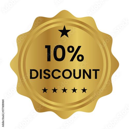 10 percent discount label, seal, sticker, stamp, tag vector icon for shopping discount promotion