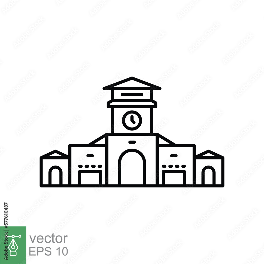 Ben thanh market line icon. Simple outline style for web and app. Ho Chi Minh City, Vietnam. The entrance of Saigon Central Market. Vector illustration on white background. EPS 10.