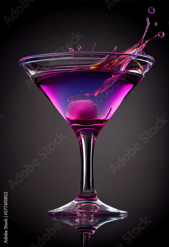 A purple colored cocktail