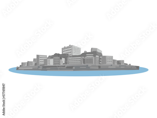 端島（軍艦島）のイラスト