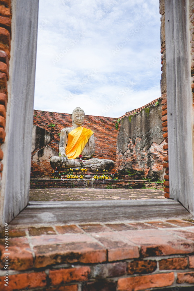 Beautiful scenery in Wat Lokayasutharam, Ayutthaya, Thailand.
