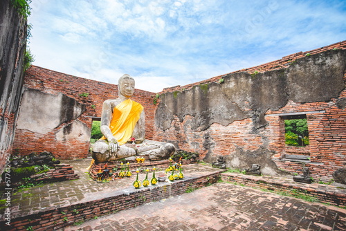 Beautiful scenery in Wat Lokayasutharam, Ayutthaya, Thailand.