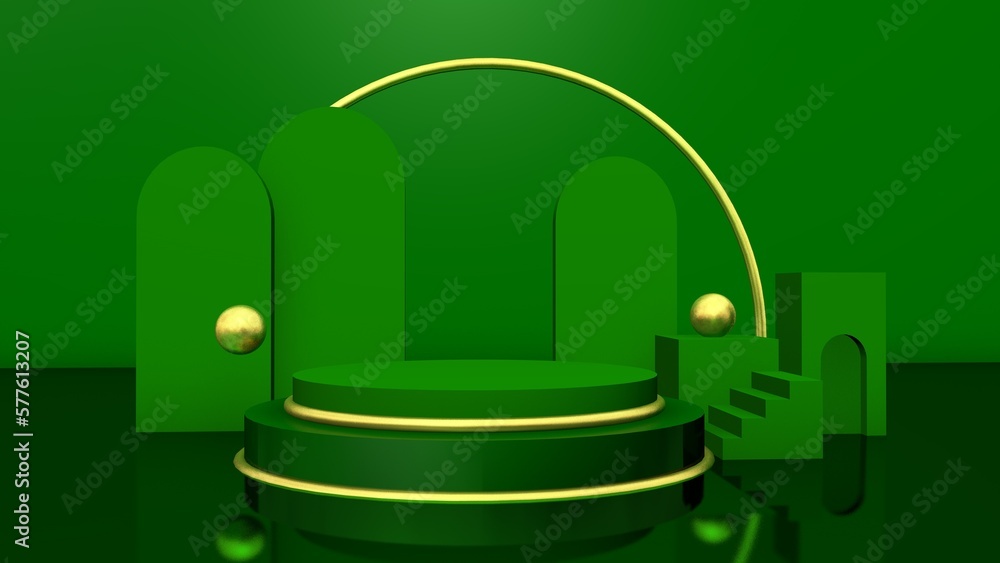 Abstract dark green cylinder pedestal podium. Abstract dark green cylinder pedestal podium.