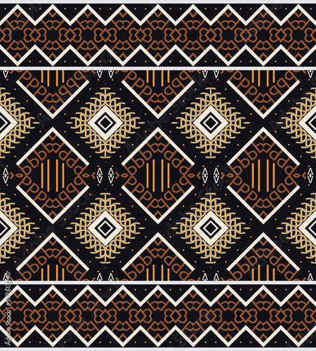 Ethnic pattern wallpaper. traditional pattern African art It is a pattern geometric shapes. Create beautiful fabric patterns. Design for print. Using in the fashion industry.