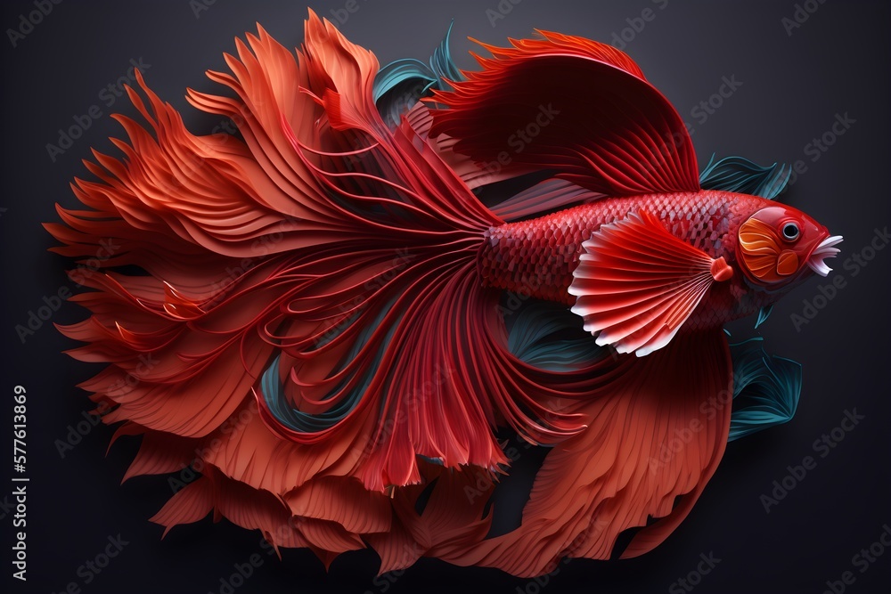 A colorful paper cut betta fish made with generative AI A colorful paper cut betta fish made with generative AI
