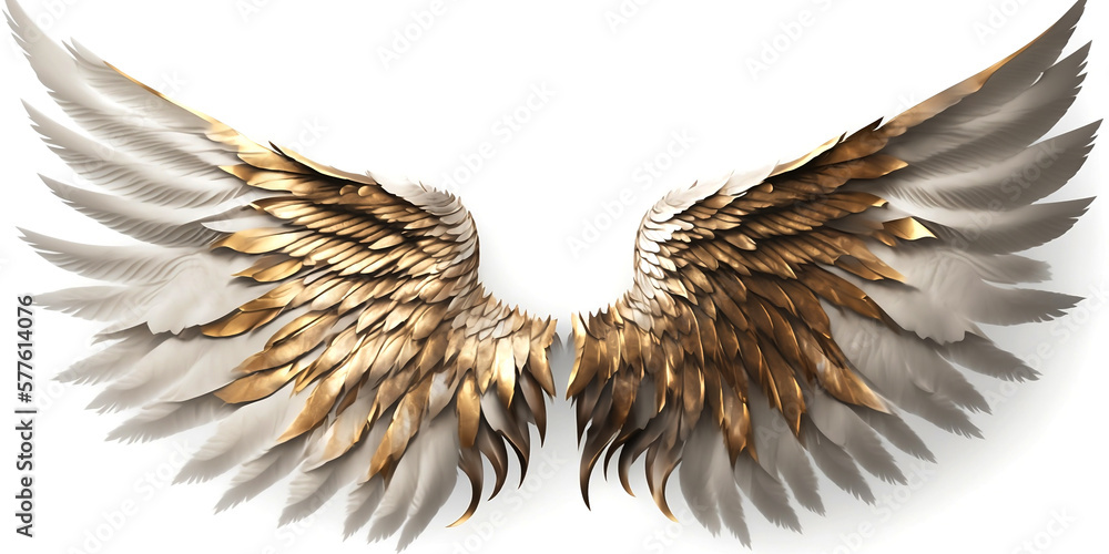 Golden feather isolated on white Stock Illustration