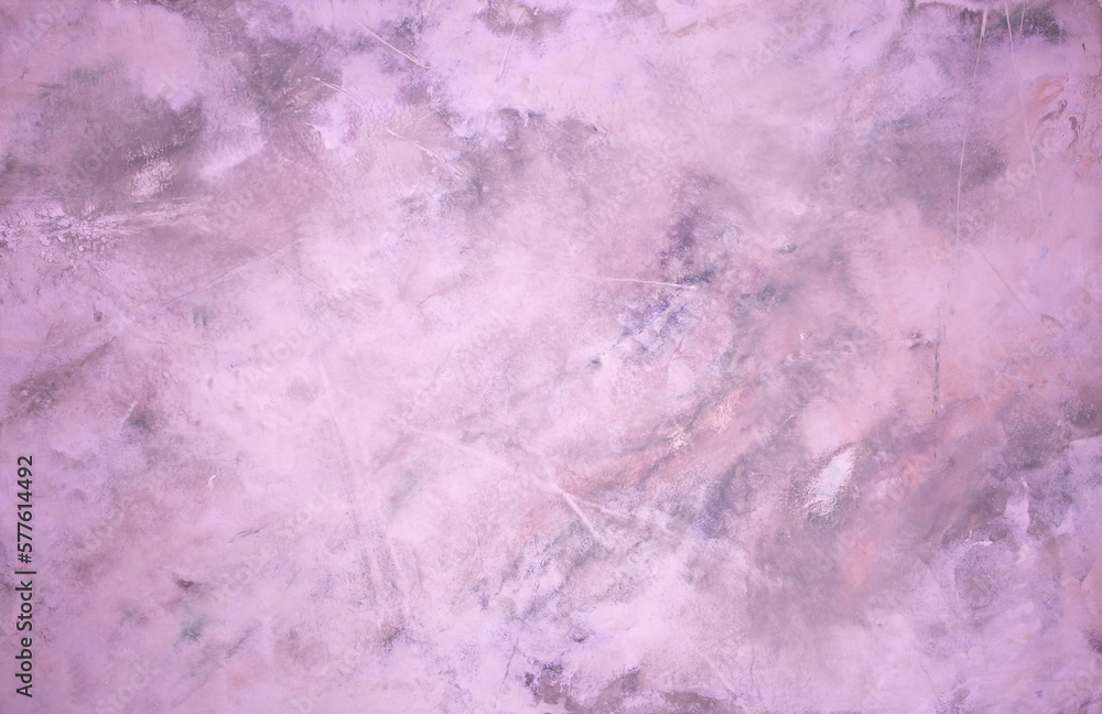 Obraz premium Background from decorative plaster with abstract patterns and stains. Fancy red and pink decoration wall texture, creative purple surface background. Finishing coating for building cladding.