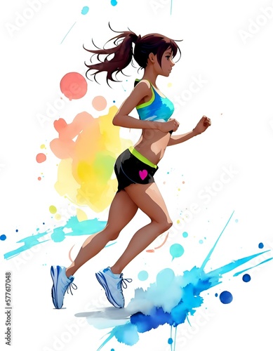 girl jumping in the air, running, jogging