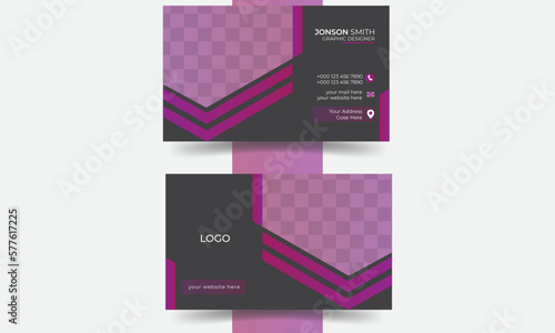 modern corporate  professional  creative business card template with purple  and black color background 

