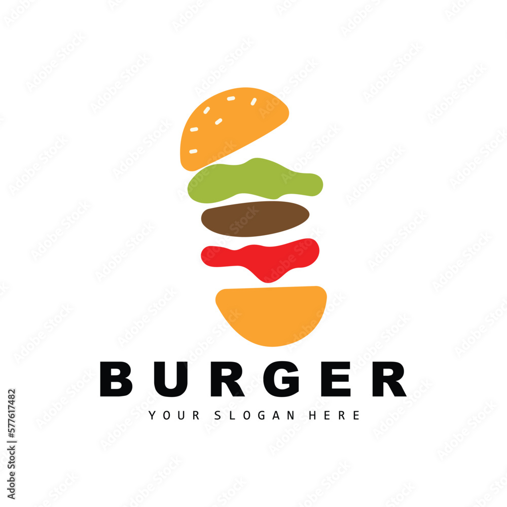 Burger Logo, Fast Food Design, Bread And Vegetables Vector, Fast Food Restaurant Brand Icon Illustration Burger Logo, Fast Food Design, Bread And Vegetables Vector, Fast Food Restaurant Brand Icon Illustration