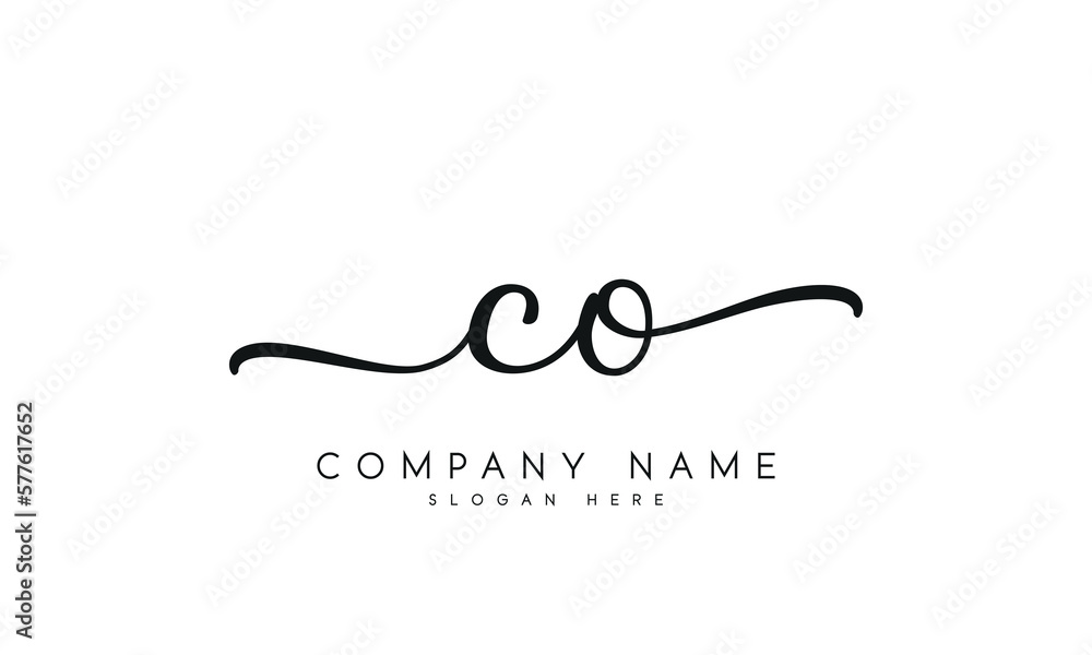 Handwriting letter co logo design on white background.	 - obrazy, fototapety, plakaty 