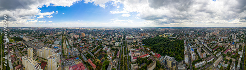 Krasnodar  Russia - August 27  2020  Summer aerial view of the city. Red Street  Krasnaya . Panorama 360