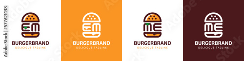 Letter EM and ME Burger Logo, suitable for any business related to burger with EM or ME initials.