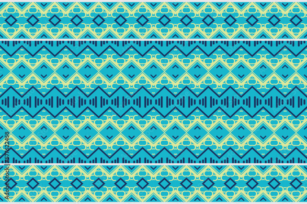 Ethnic pattern. traditional patterned wallpaper It is a pattern created by combining geometric shapes. Create beautiful fabric patterns. Design for print. Using in the fashion industry.