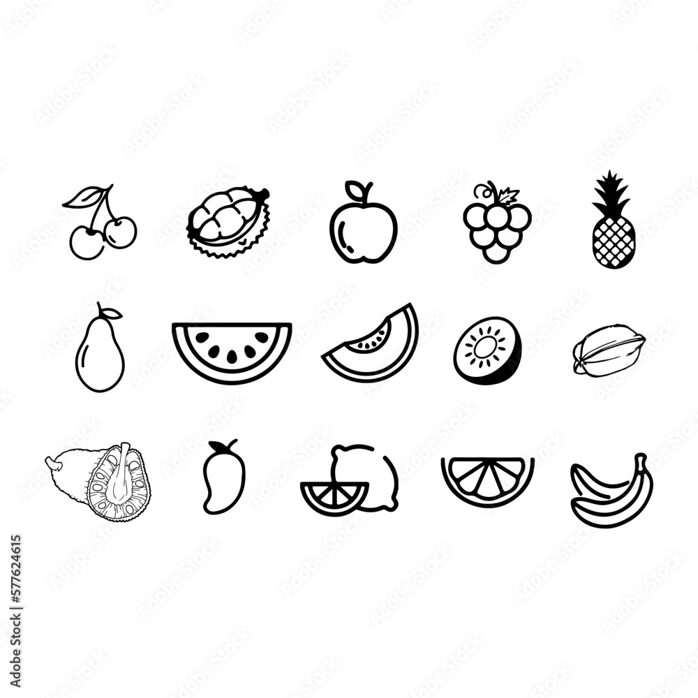 Simple Set of Fruits Related Vector Line Icons. Contains such Icons as ...