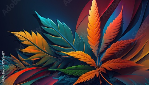 Beautiful Designer 420 Cannabis Seasonal Background with Simple Clean Abstract Vibrant color Modern Wallpaper Template with Vibrant Hues for Presentation, Ad, and All Applications (generative AI)