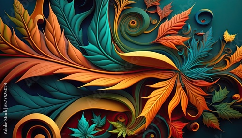 Beautiful Designer 420 Cannabis Seasonal Background with Swirl designs Bold color Modern Wallpaper Template with Vibrant Hues for Presentation  Ad  and All Applications  generative AI 