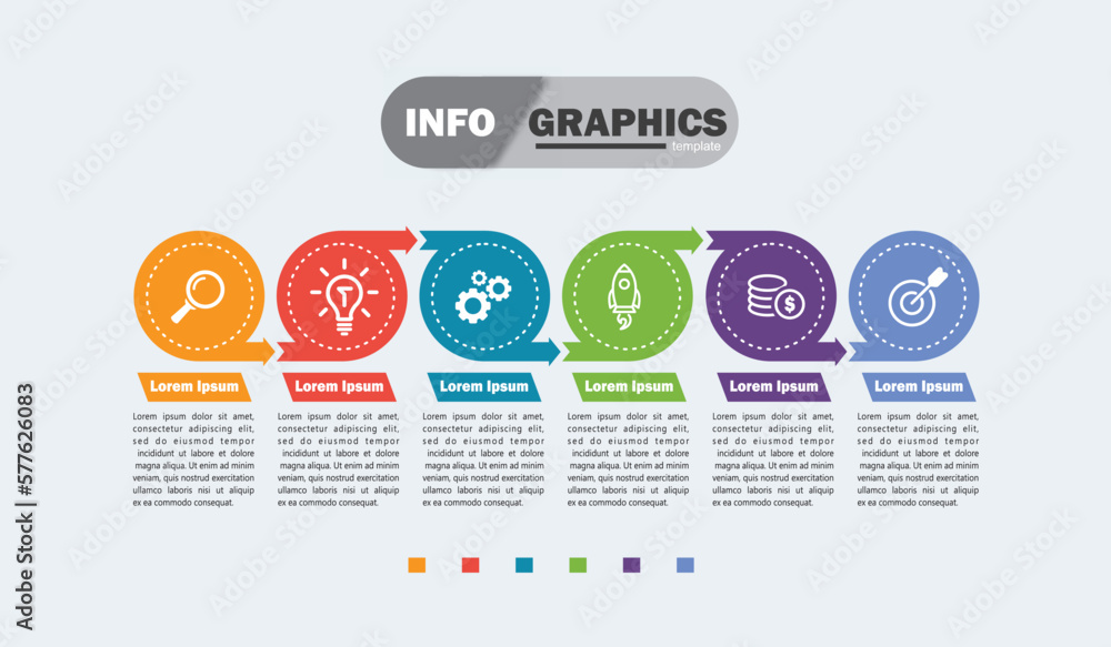 Fototapeta premium infographic design template vector illustration with icons and 6 options or steps.can be used for presentation process,layout,banner,data graph,presentation 