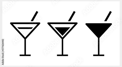 Cocktail icon isolated Drink stencil clipart Engraving vector stock illustration EPS 10