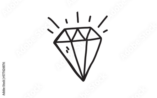 DIAMOND Doodle art illustration with black and white style.
