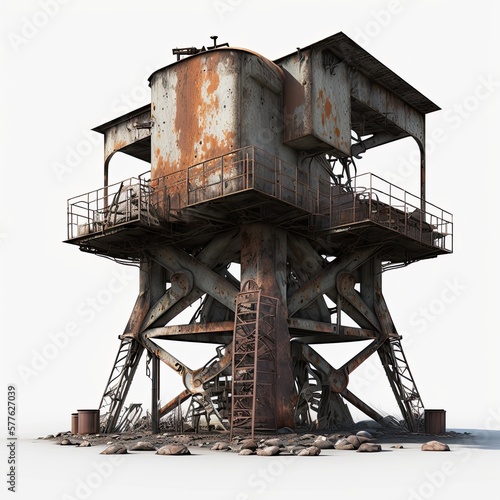 Post apocalypse rust metallic construction, wasteland object