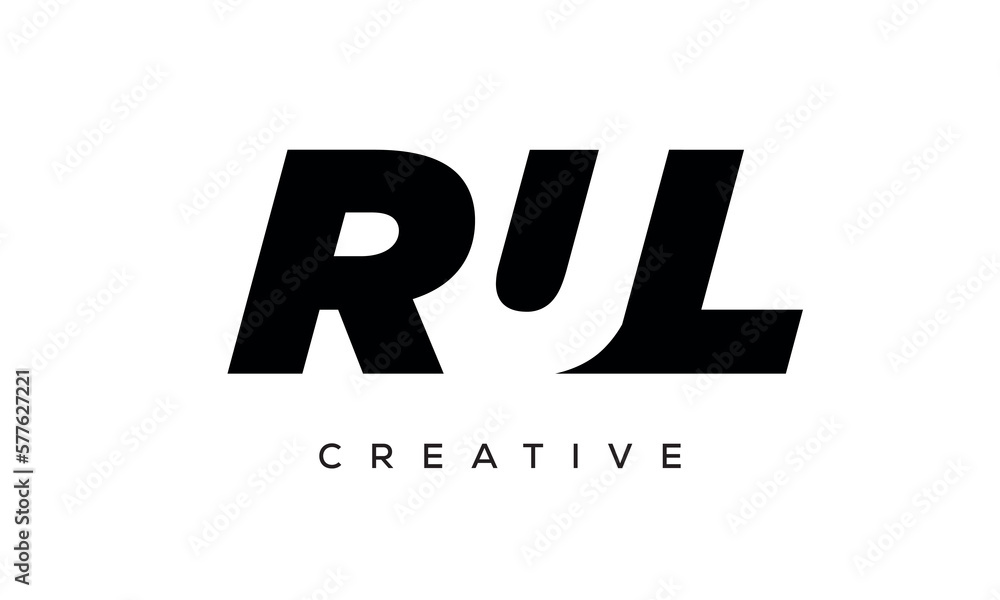 RUL letters negative space logo design. creative typography monogram vector RUL letters negative space logo design. creative typography monogram vector