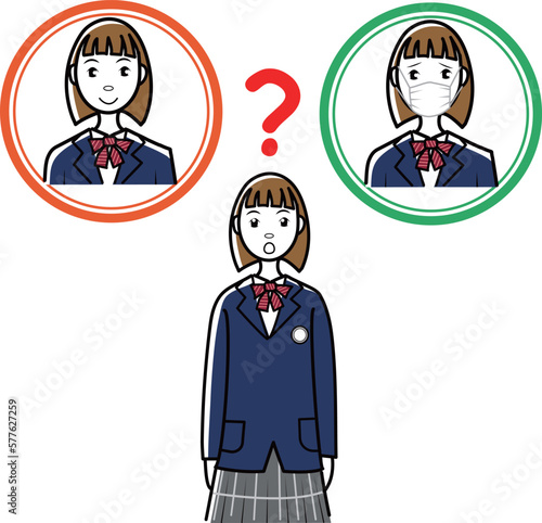 マスクをするかどうか迷う女子中高生