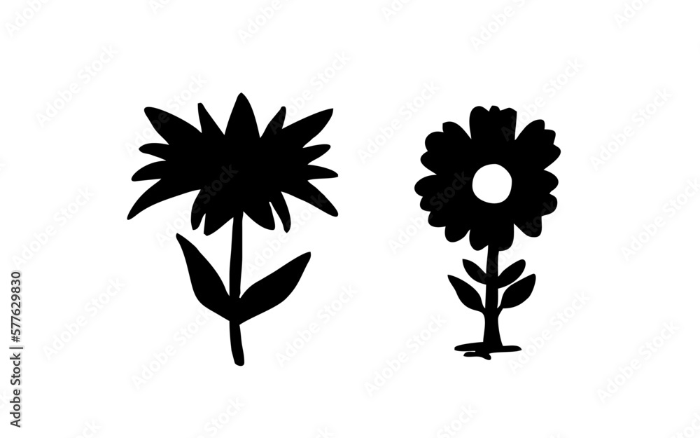 Obraz premium FLOWER Doodle art illustration with black and white style.