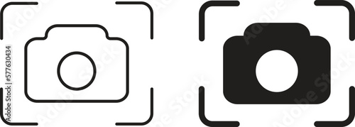 Camera icon simple trendy flat style line and solid Isolated vector illustration on white background. For apps, logo, websites, symbol , UI, UX, graphic and web design. EPS 10.
